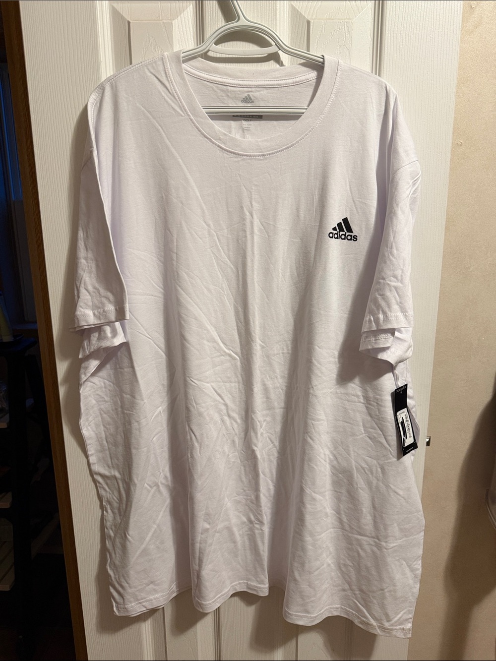 adidas White Short Sleeve Tee with Black Logo